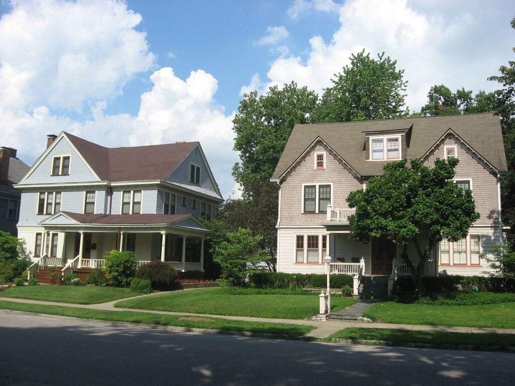 houses on a suburban street